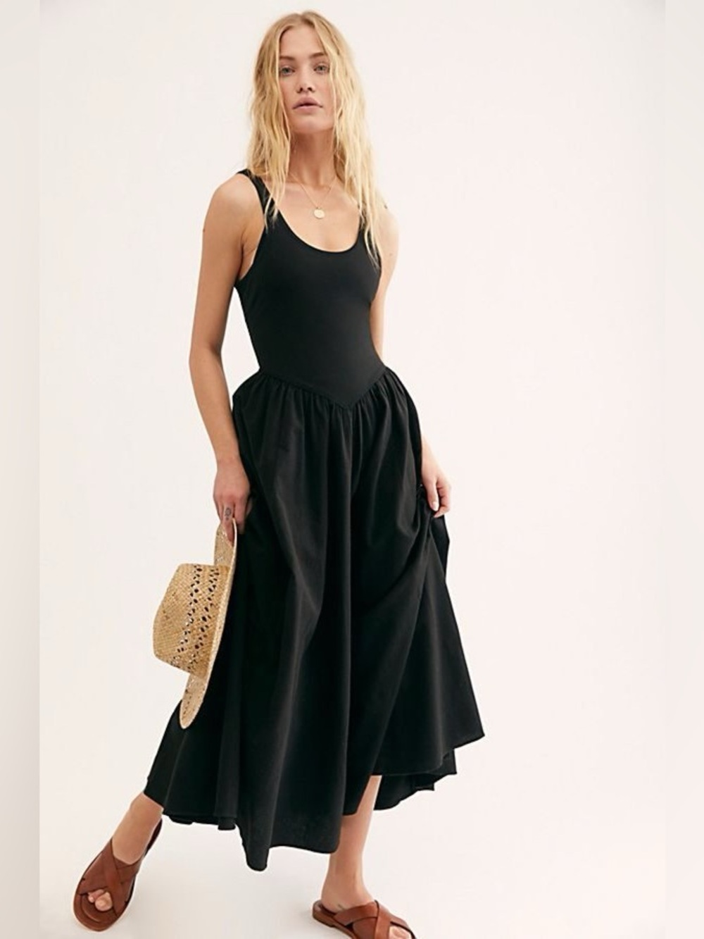 Free People Emily’s Midi Dress in Black